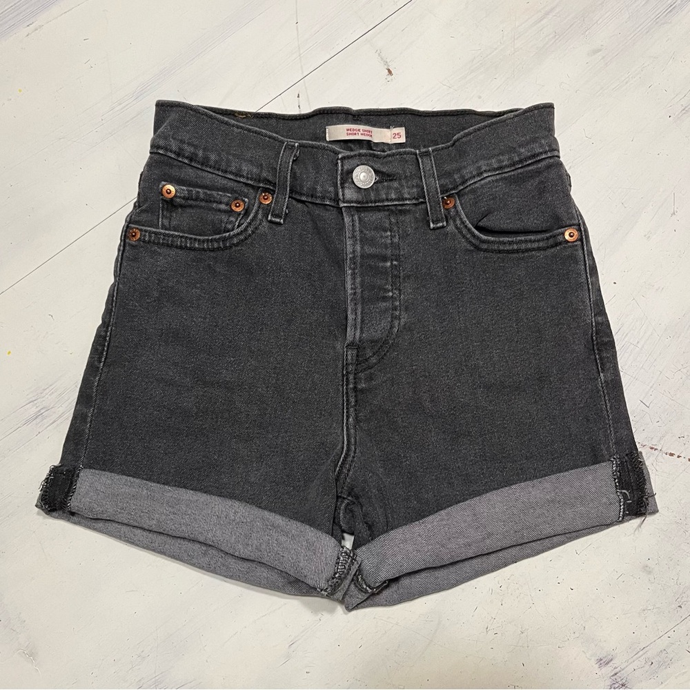 Levi’s Black Fade Button Fly Cuffed Wedgie Short